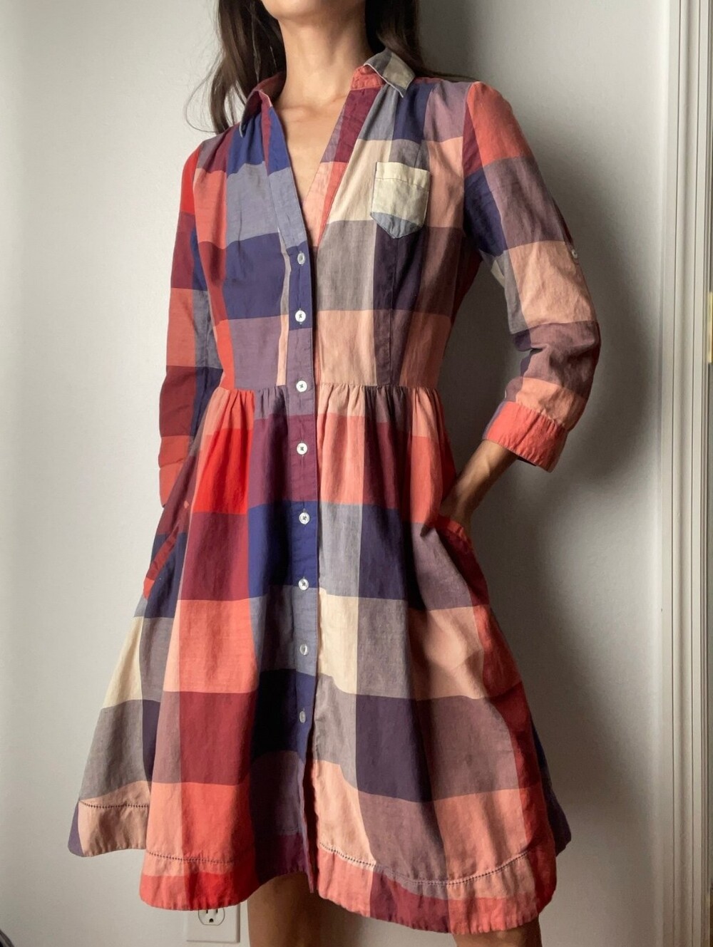 Anthropologie Moulinette Soeurs Plaid Shirt Dress